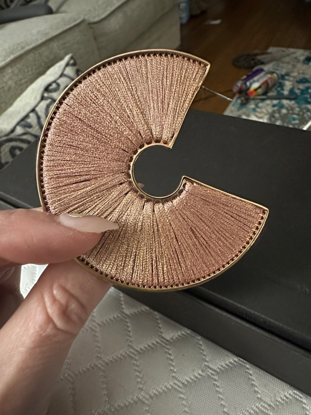 Mignonne Gavigan Textured Bronze Fan Hoop and Fan Stud Set - Picture 5 of 6